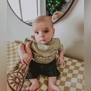 Aosta Aziel & Luca Ribbed Cotton Black Baby Shorts‎ Size 3-12 Months